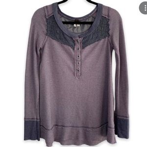 We the free blue waffle knit Henley XS